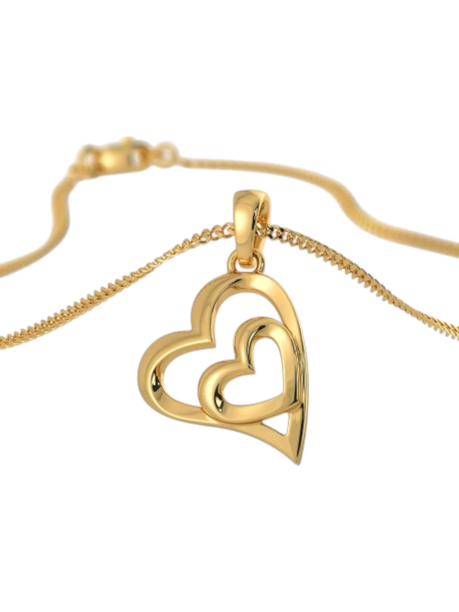 925 Sterling Silver Minimalist Love Design CZ Stones Gold Plated Pendant With Chain For Women By Kesardeep